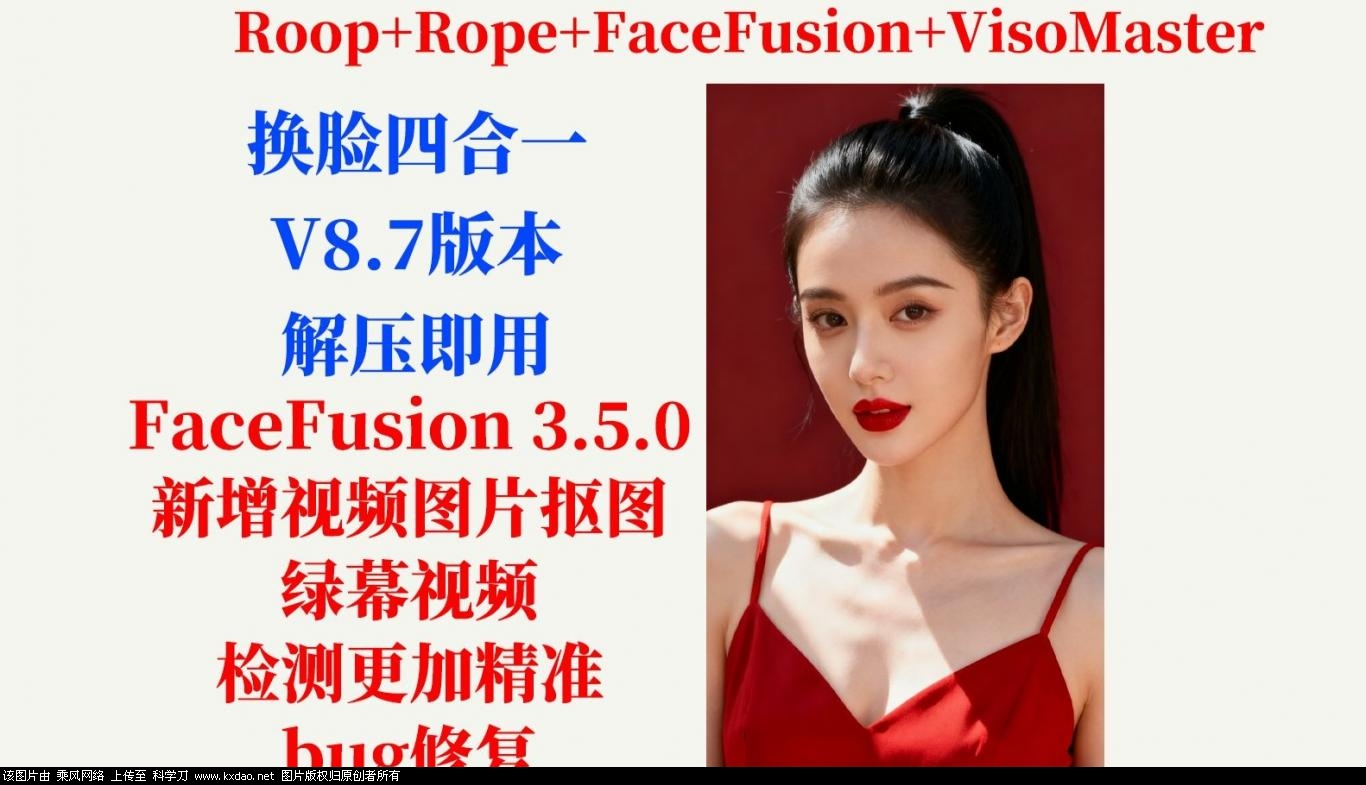 AI换脸四合一V8.7版本，FaceFusion 3.5，新增抠图视频绿幕功能